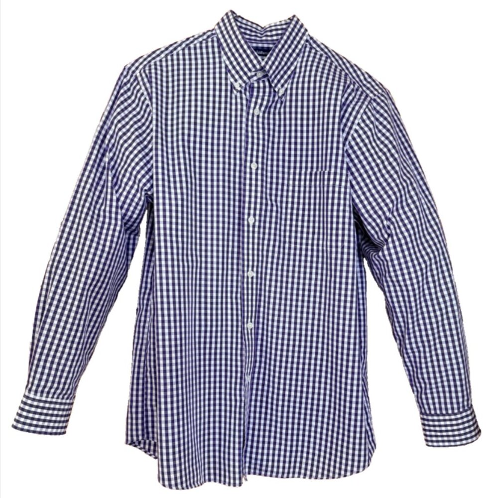 Croft & Barrow Men's Oxford Shirt Plaid Purple Large 34/35 Preppy Classic Work